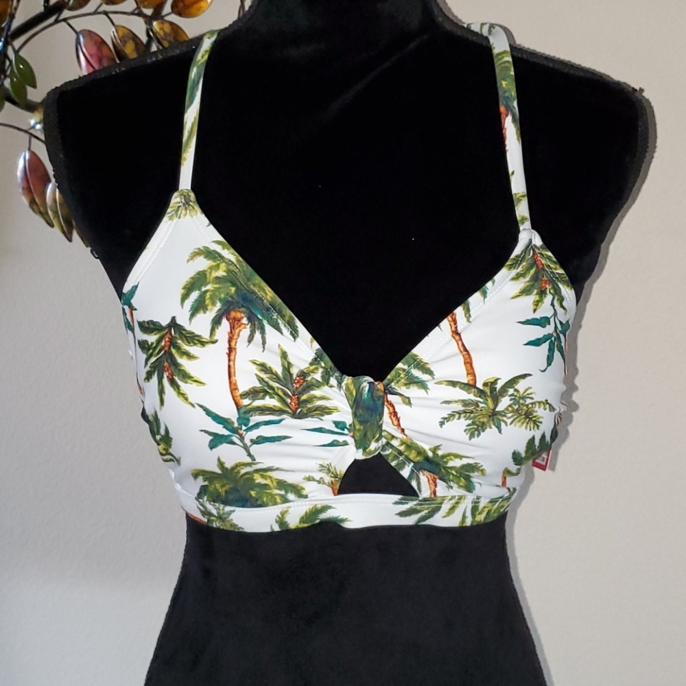 Xhilaration D/DD White Tropical Palm Tress Bikini